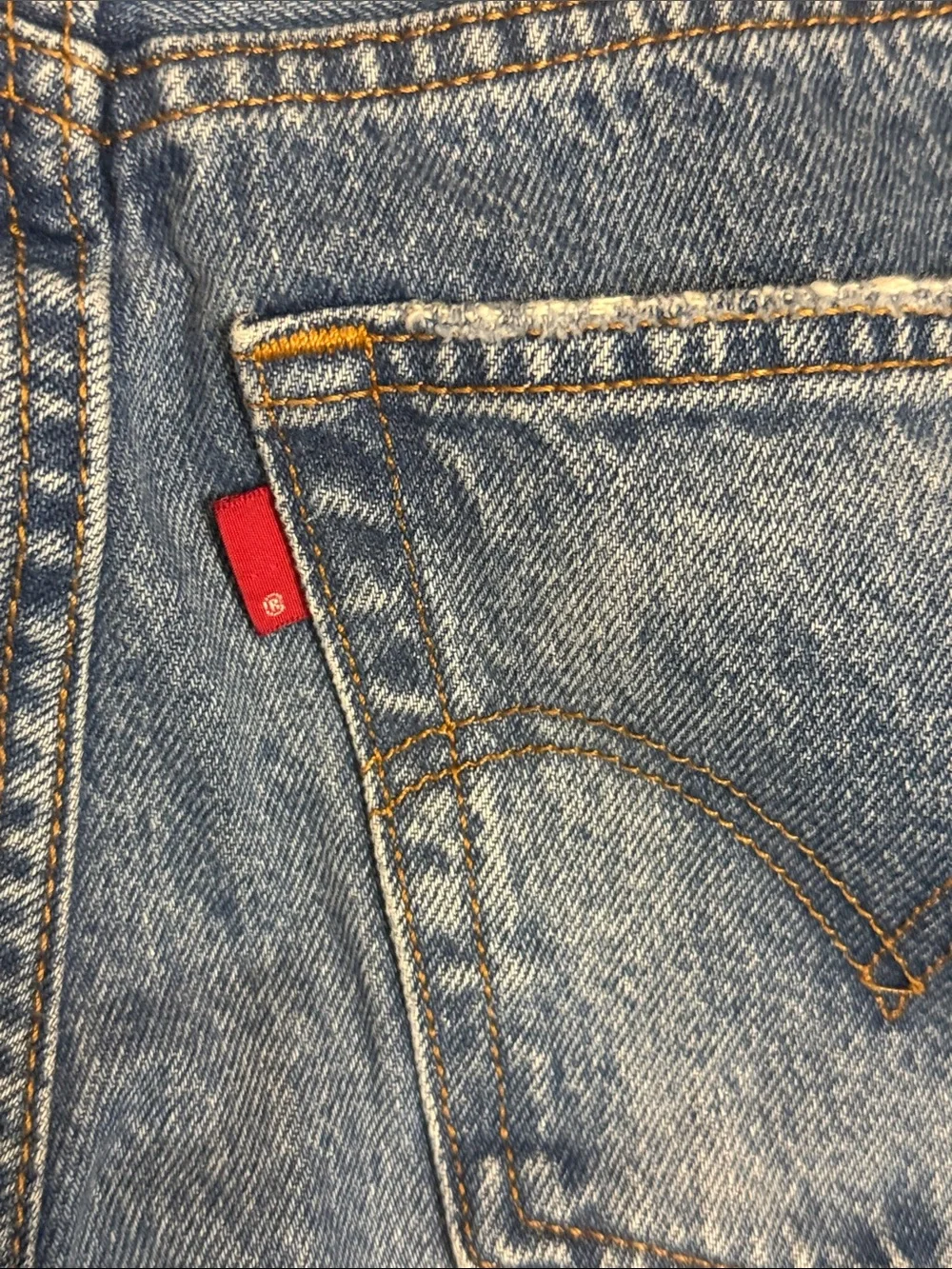 Levi's Premium Big E Rare Blank Tab Light Blue Distressed Straight Jeans